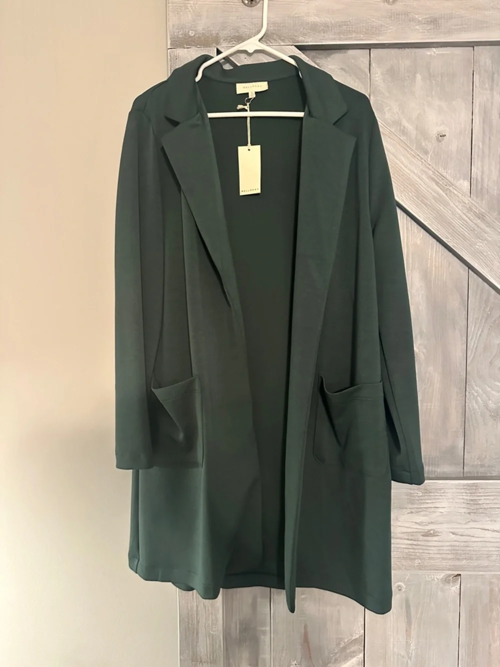 Open-Front Forest Green Women's Blazer Coat - Picture 1 of 5